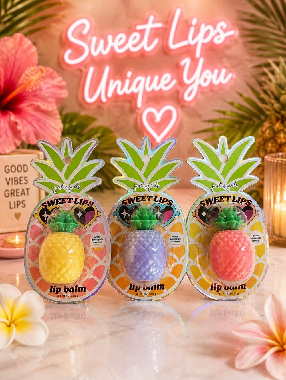 Just 4 girls SWEET LIPS PINEAPPLE LIP BALM 3 PC
